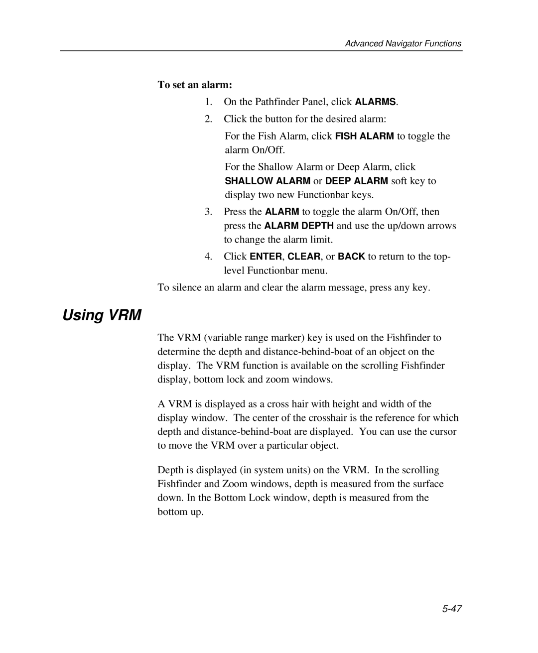 Raymarine Marine GPS System manual Using VRM, To set an alarm 