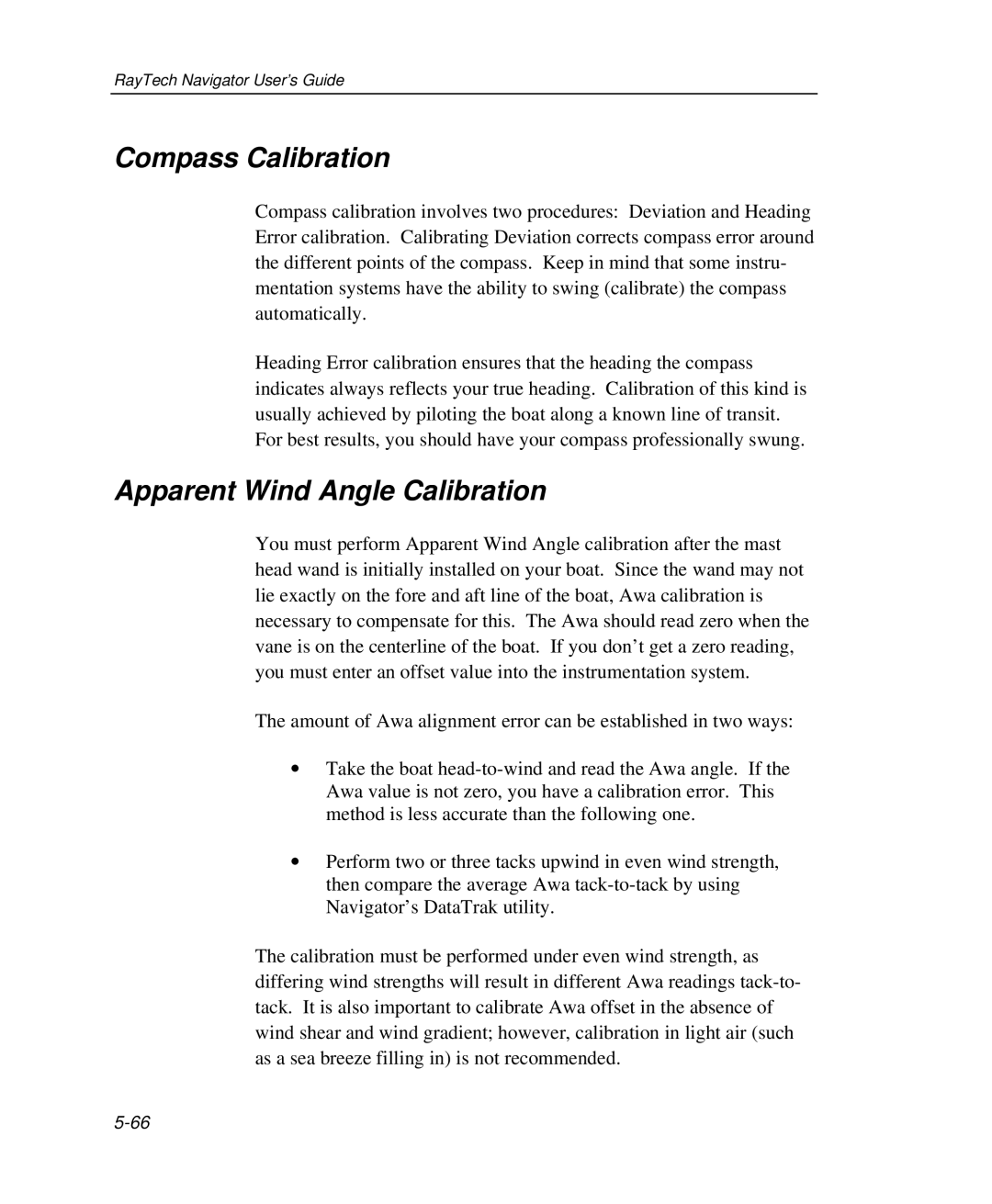 Raymarine Marine GPS System manual Compass Calibration, Apparent Wind Angle Calibration 