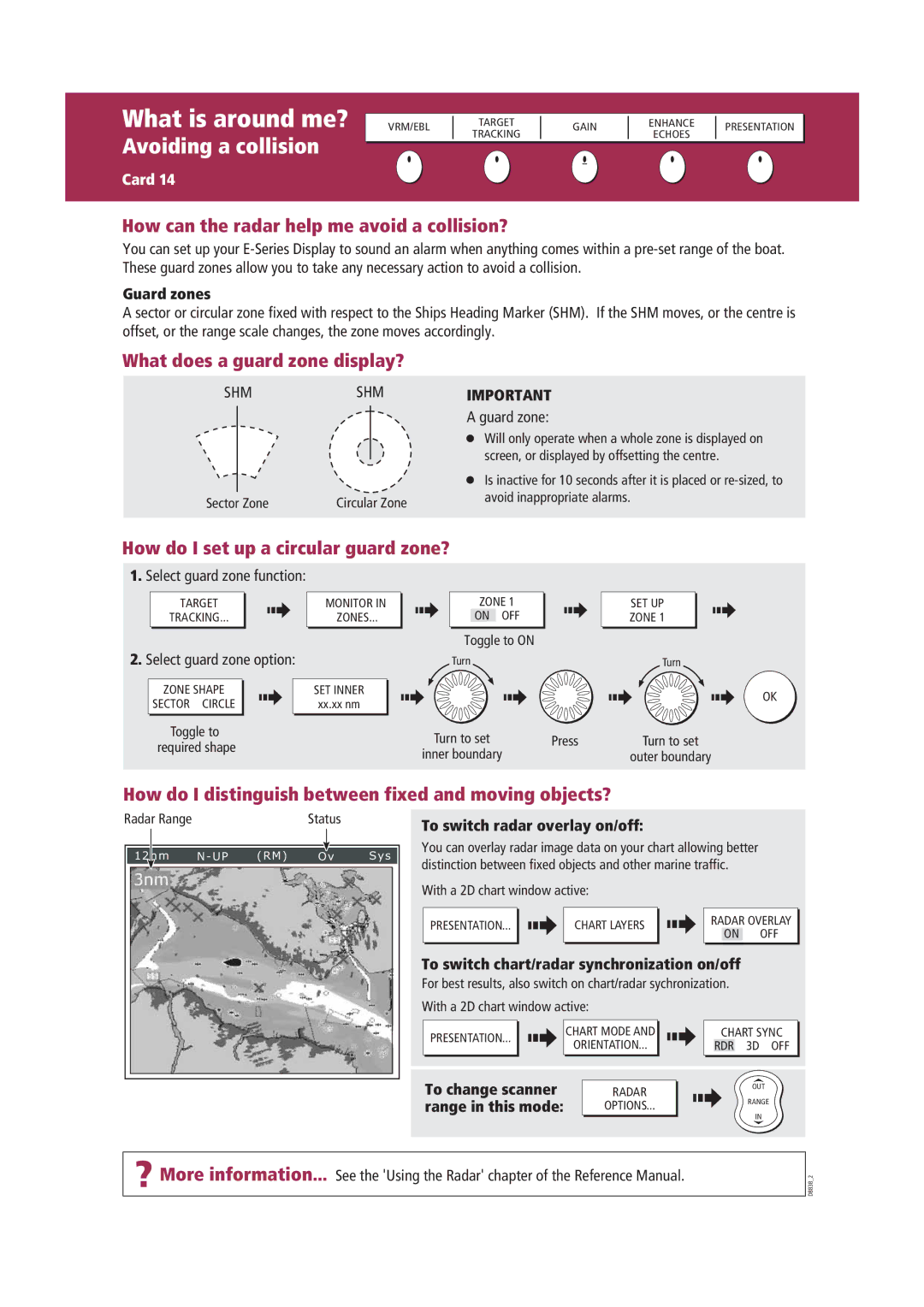 Raymarine Marine RADAR Avoiding a collision, How can the radar help me avoid a collision?, What does a guard zone display? 