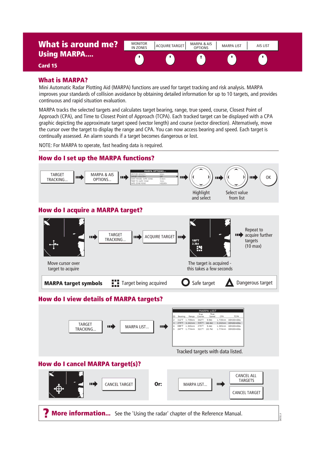 Raymarine Marine RADAR manual Using Marpa 