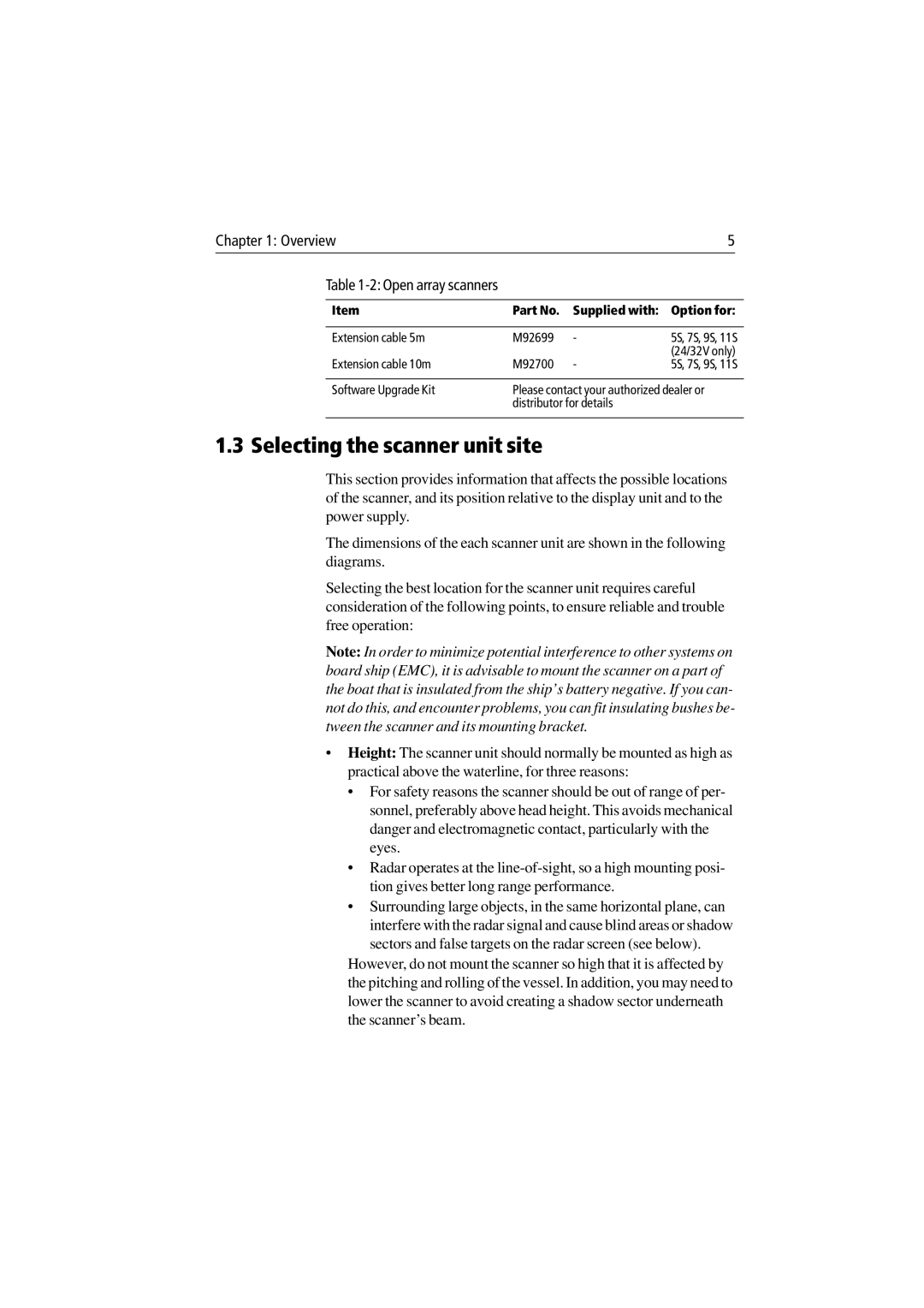 Raymarine Radar Scanner manual Selecting the scanner unit site 