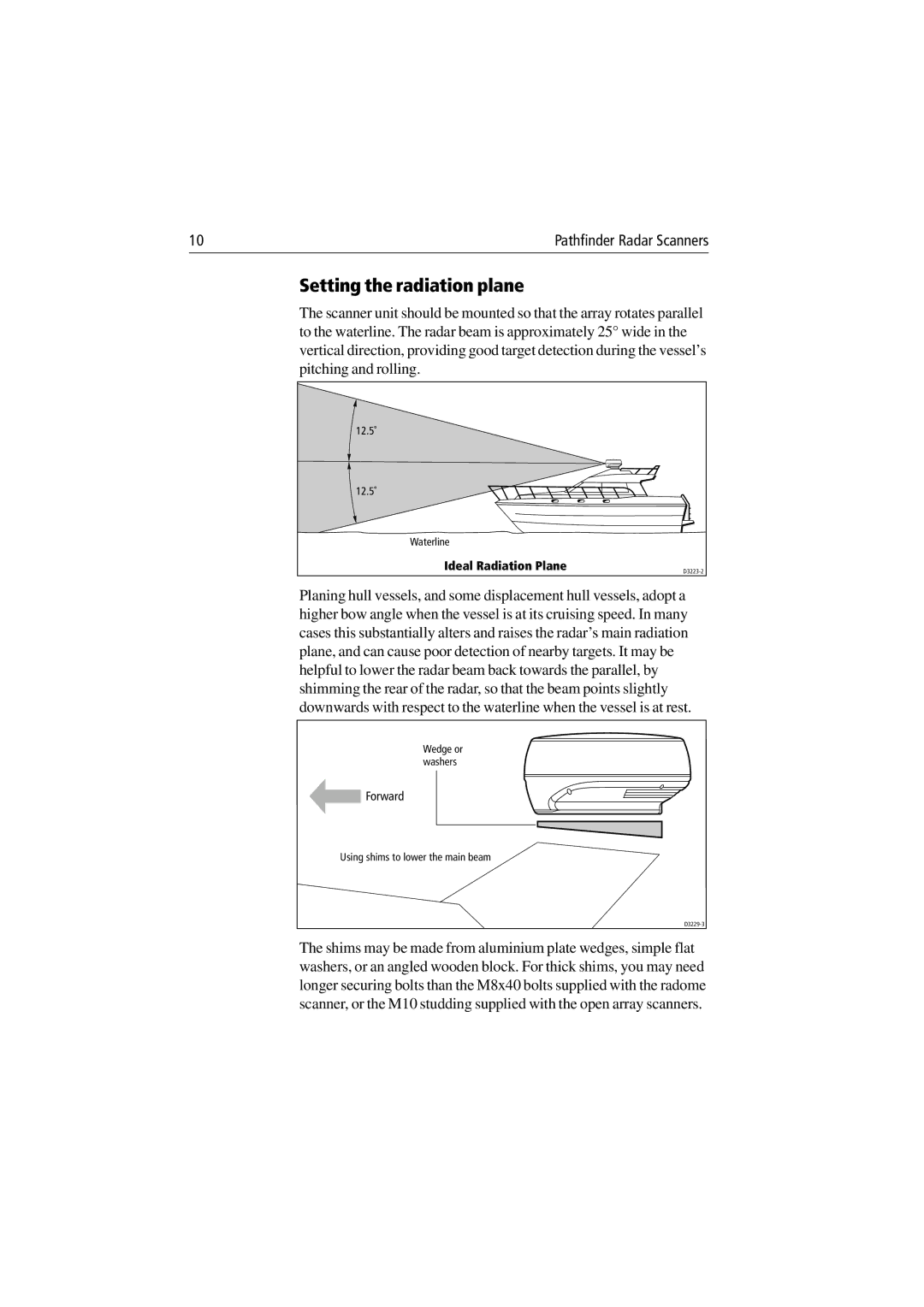 Raymarine Radar Scanner manual Setting the radiation plane, Ideal Radiation Plane 