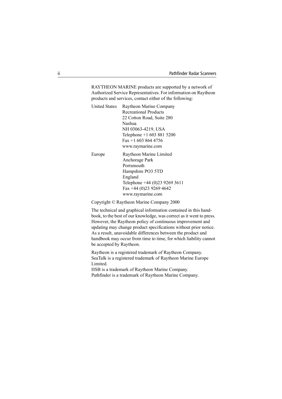 Raymarine manual Pathfinder Radar Scanners 