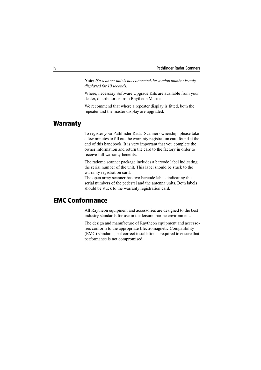 Raymarine Radar Scanner manual Warranty 