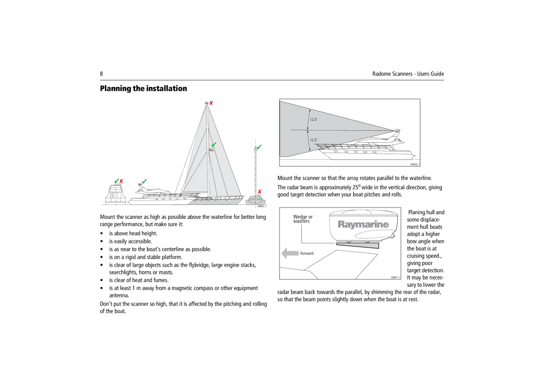 Raymarine Radome Scanners manual Planning the installation 