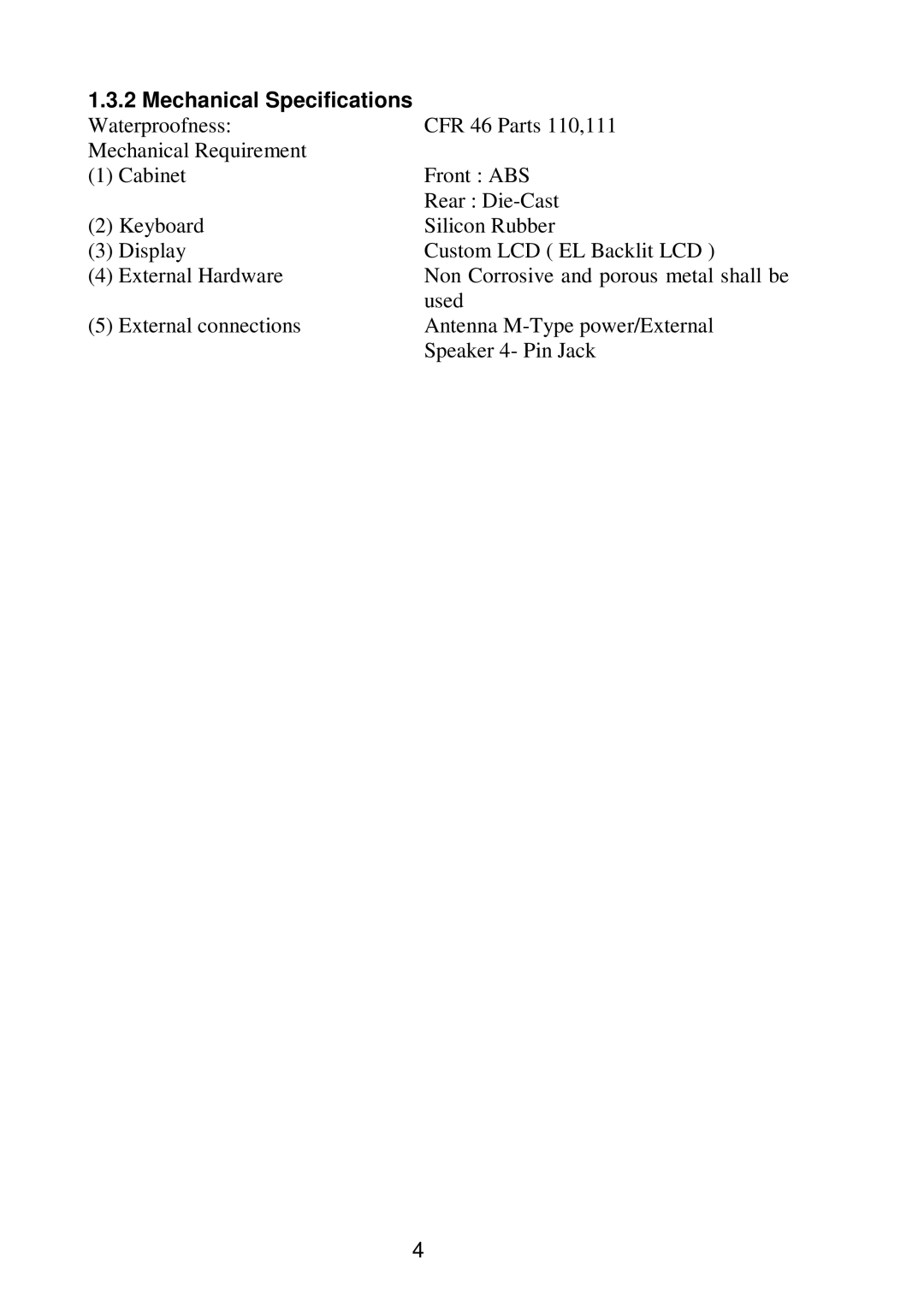 Raymarine RAY 210VHF operation manual Mechanical Specifications 