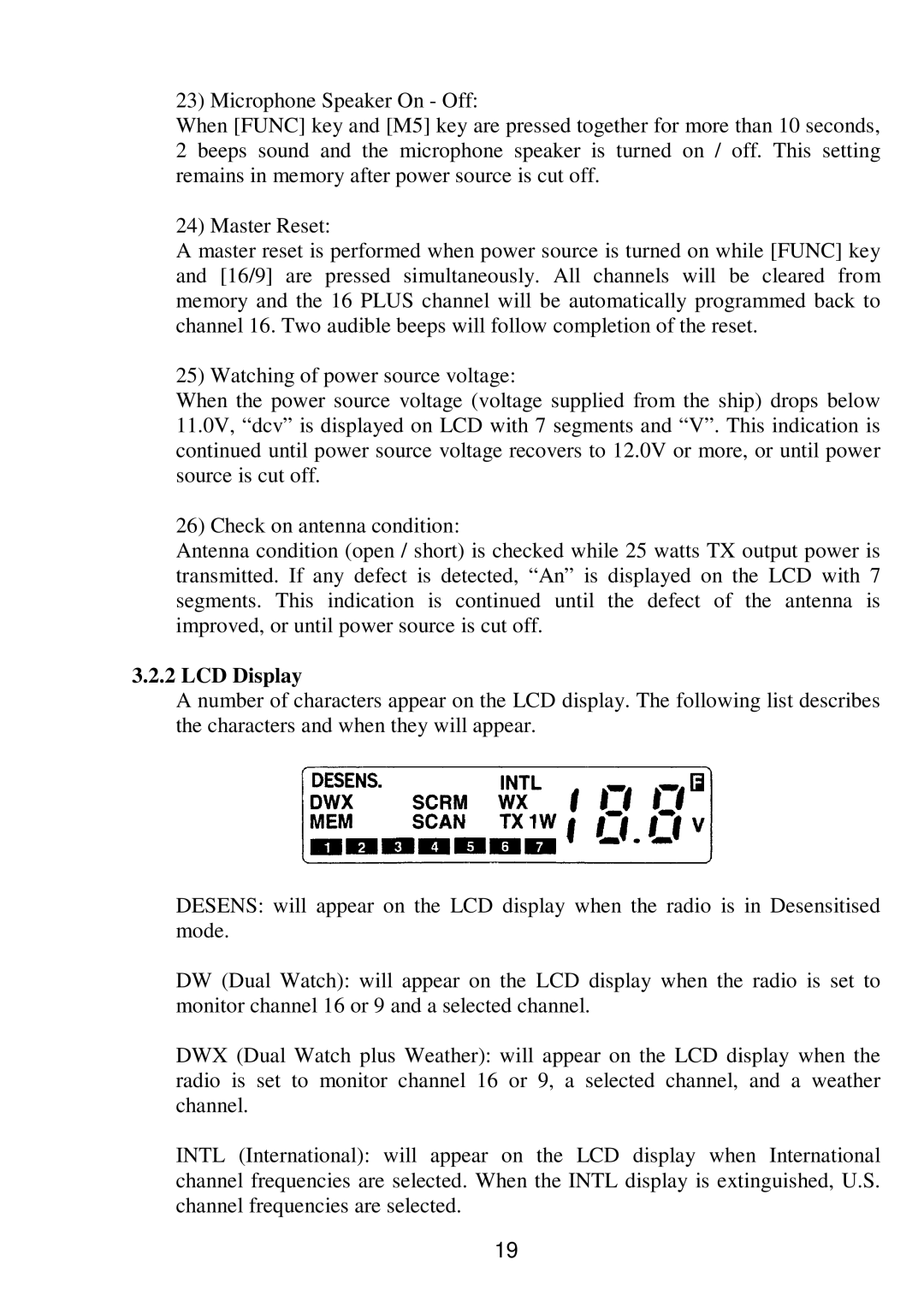 Raymarine RAY 210VHF operation manual LCD Display 