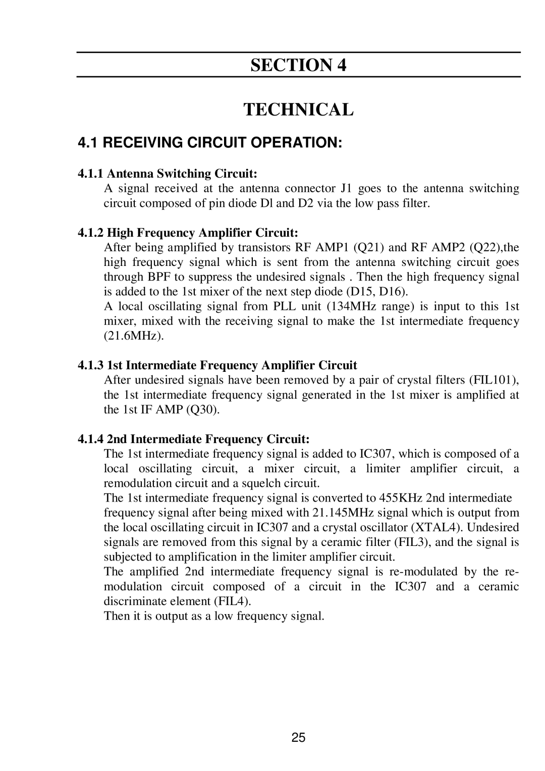 Raymarine RAY 210VHF Receiving Circuit Operation, Antenna Switching Circuit, High Frequency Amplifier Circuit 