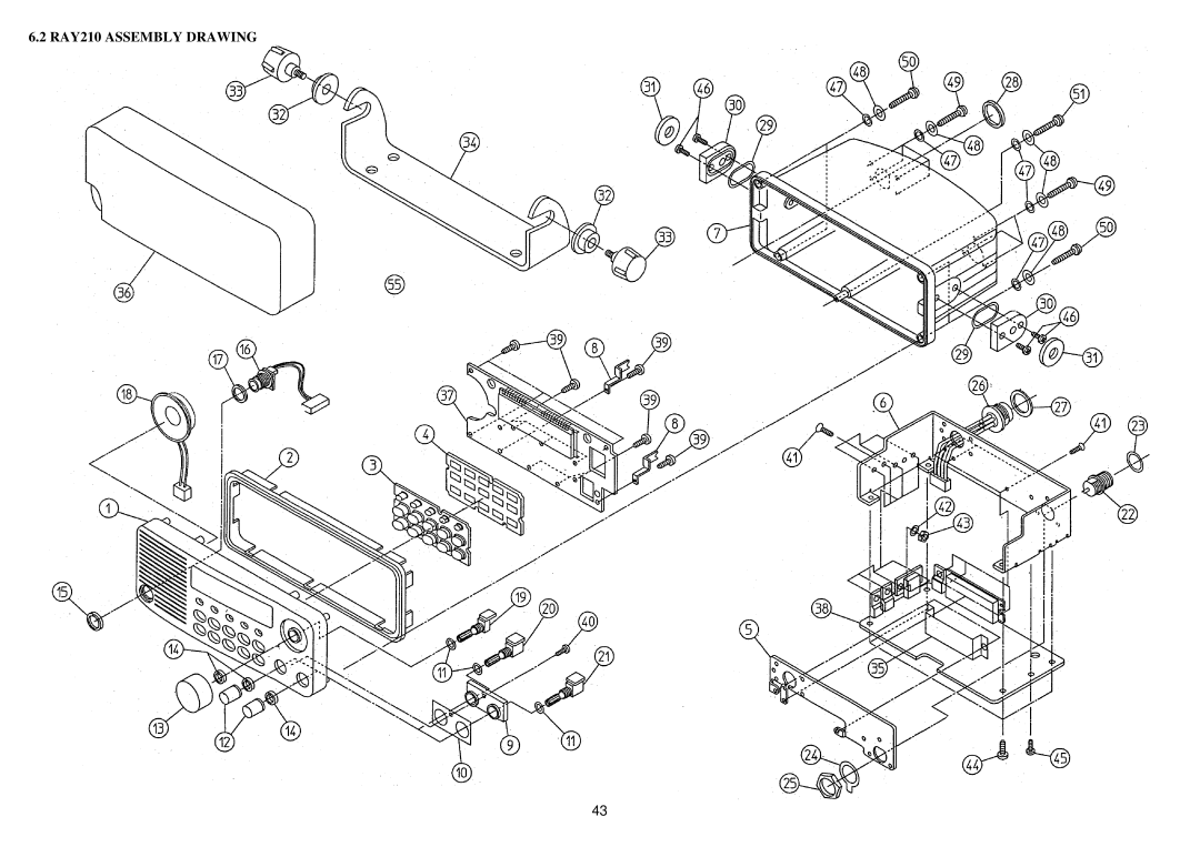 Raymarine RAY 210VHF operation manual RAY210 Assembly Drawing 