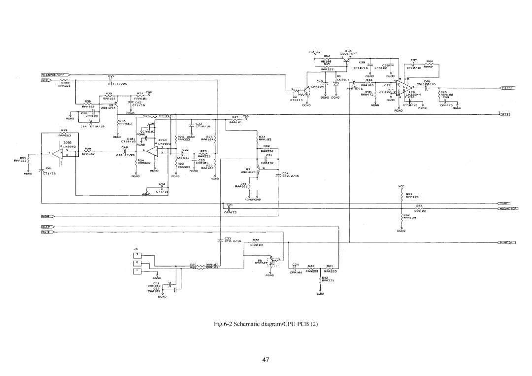 Raymarine RAY 210VHF operation manual Schematic diagram/CPU PCB 