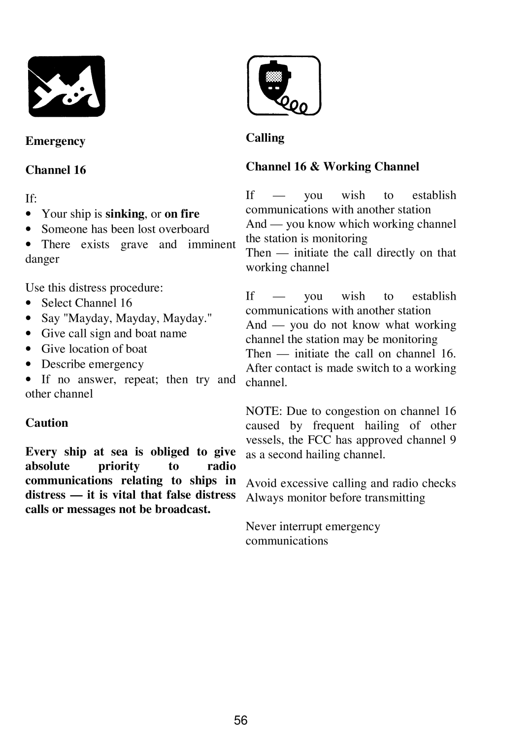 Raymarine RAY 210VHF operation manual Emergency Channel 