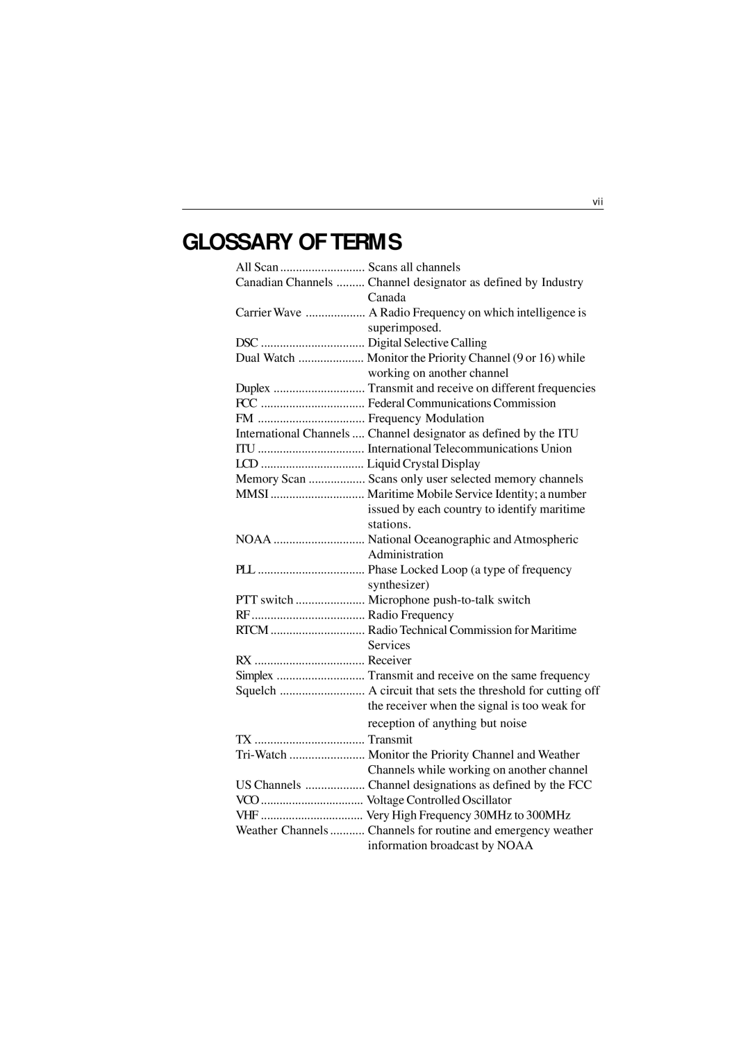 Raymarine Ray215 manual Glossary of Terms 