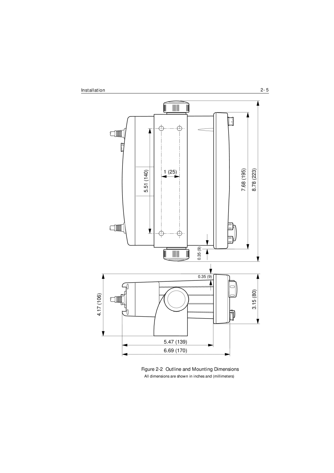 Raymarine Ray215 manual Outline and Mounting Dimensions 