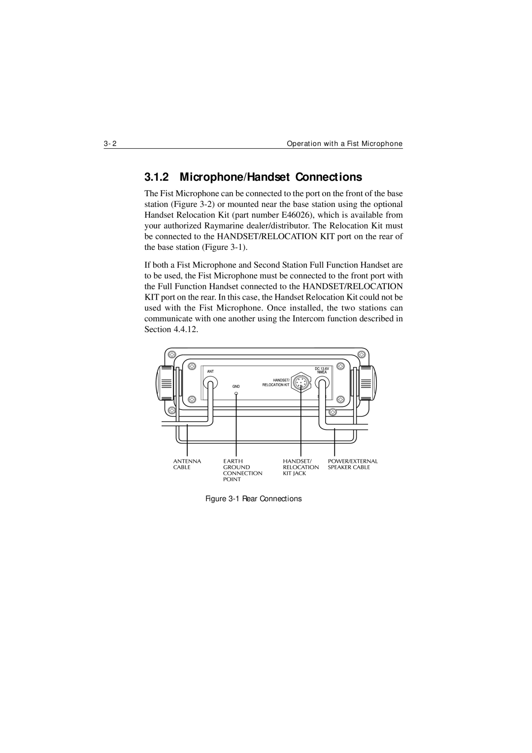 Raymarine Ray215 manual Microphone/Handset Connections, Rear Connections 