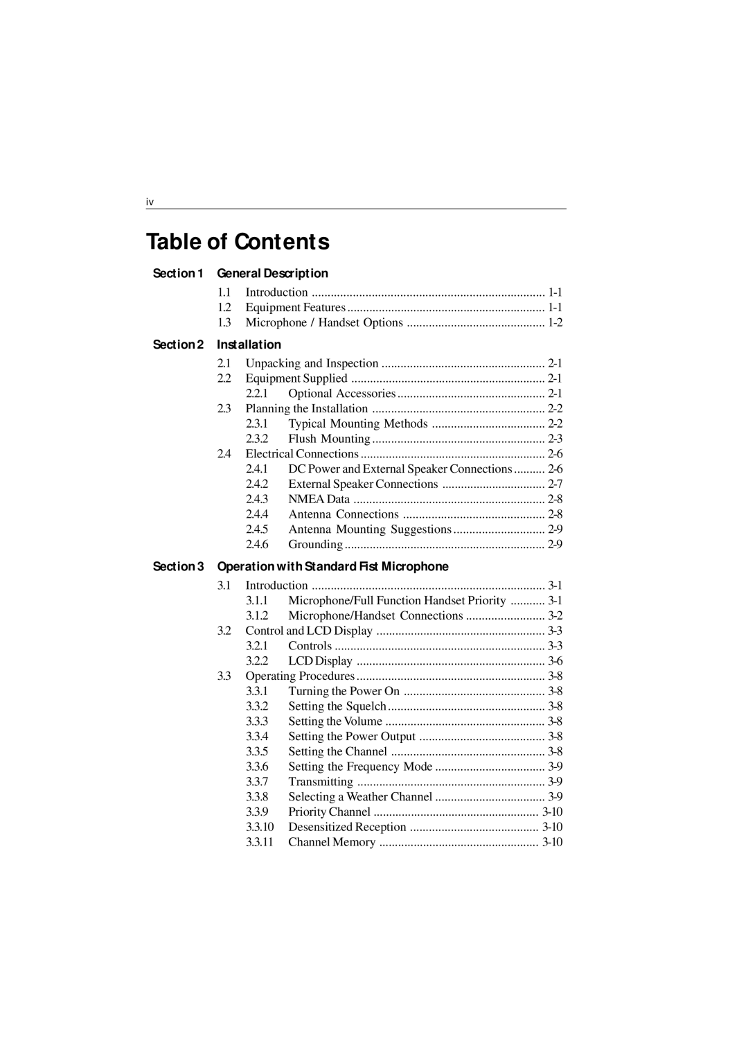 Raymarine Ray215 manual Table of Contents 