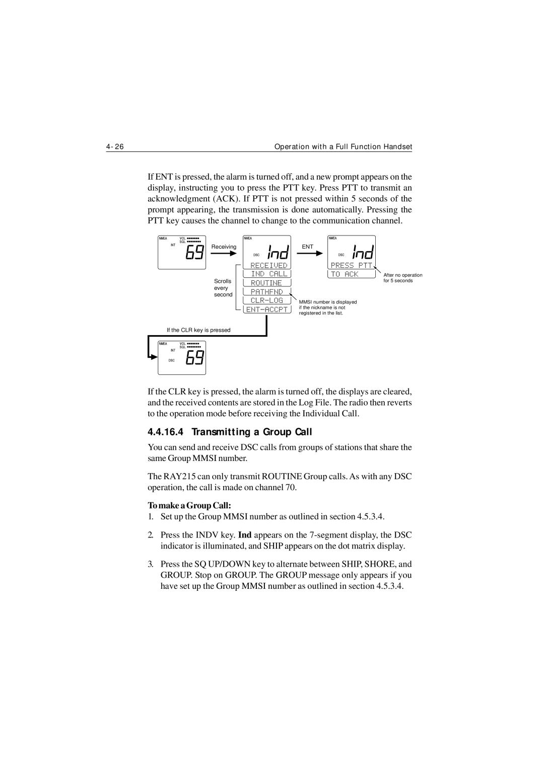 Raymarine Ray215 manual Transmitting a Group Call, To make a Group Call 