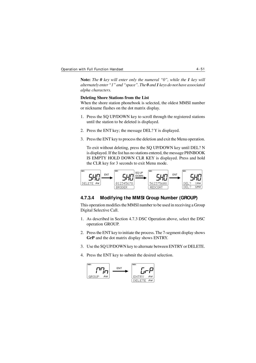 Raymarine Ray215e manual Modifying the Mmsi Group Number Group, Deleting Shore Stations from the List 