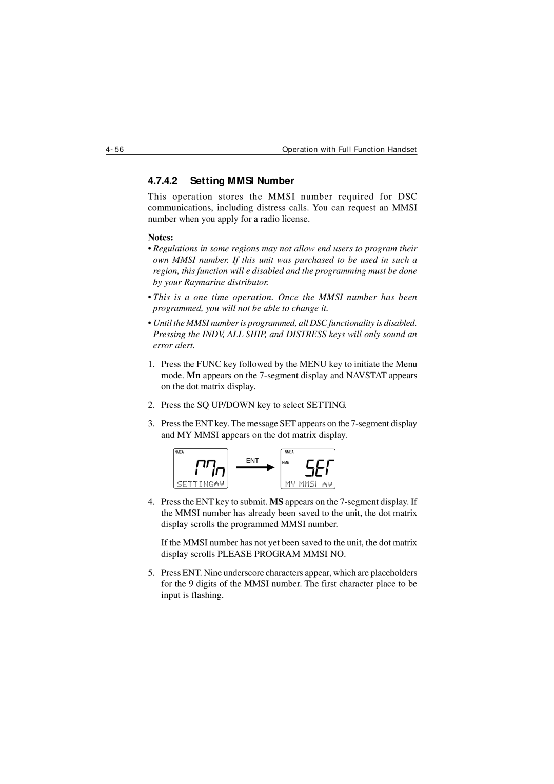 Raymarine Ray215e manual Setting Mmsi Number 