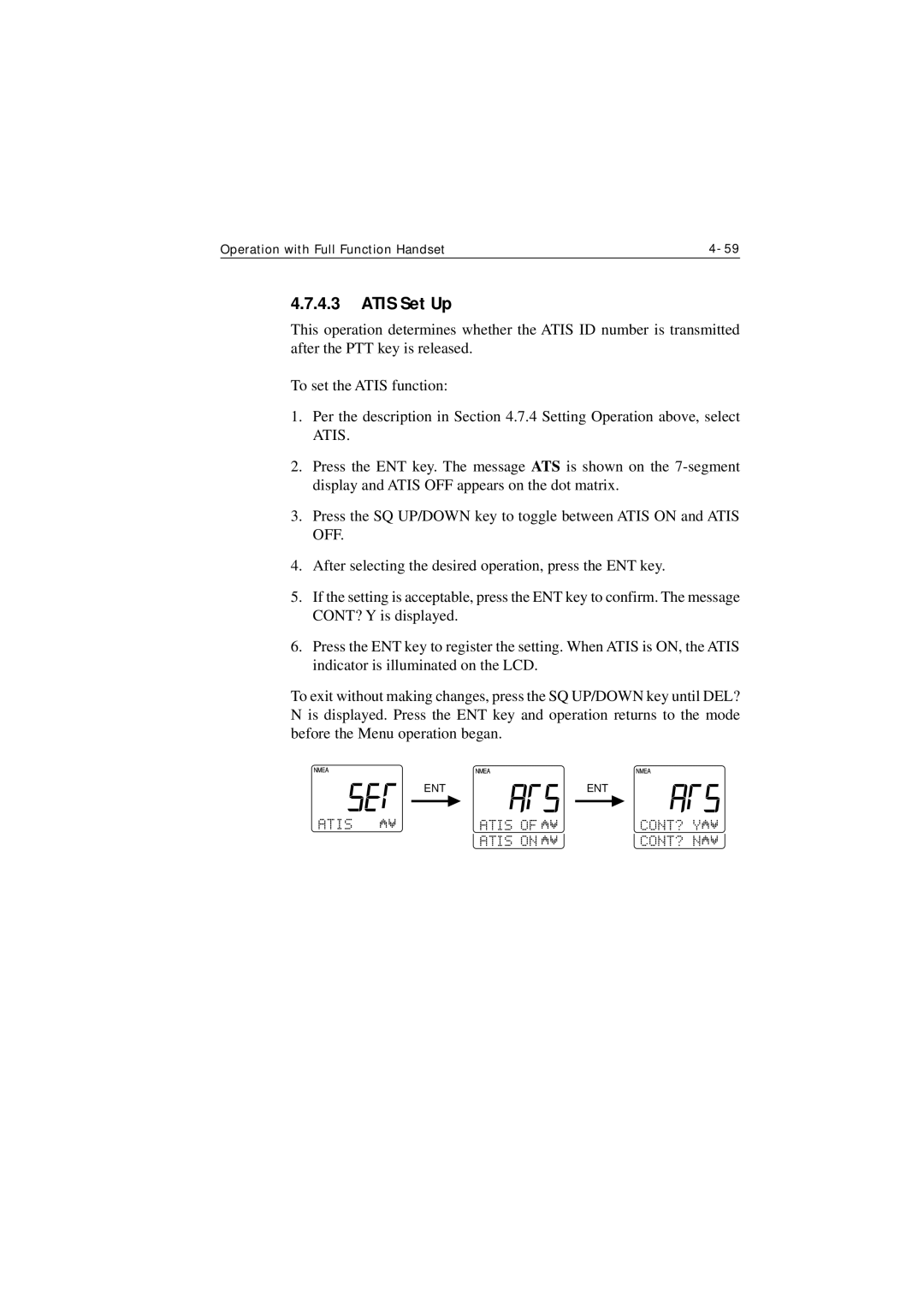 Raymarine Ray215e manual Atis Set Up 