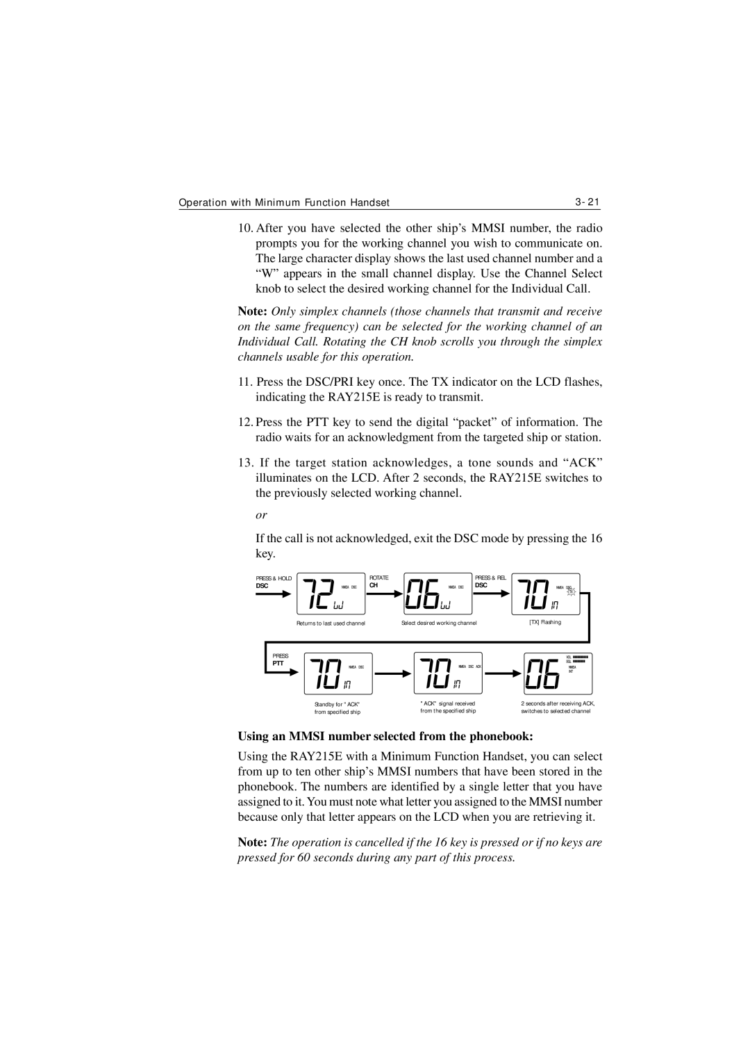 Raymarine Ray215e manual Using an Mmsi number selected from the phonebook, Ptt 
