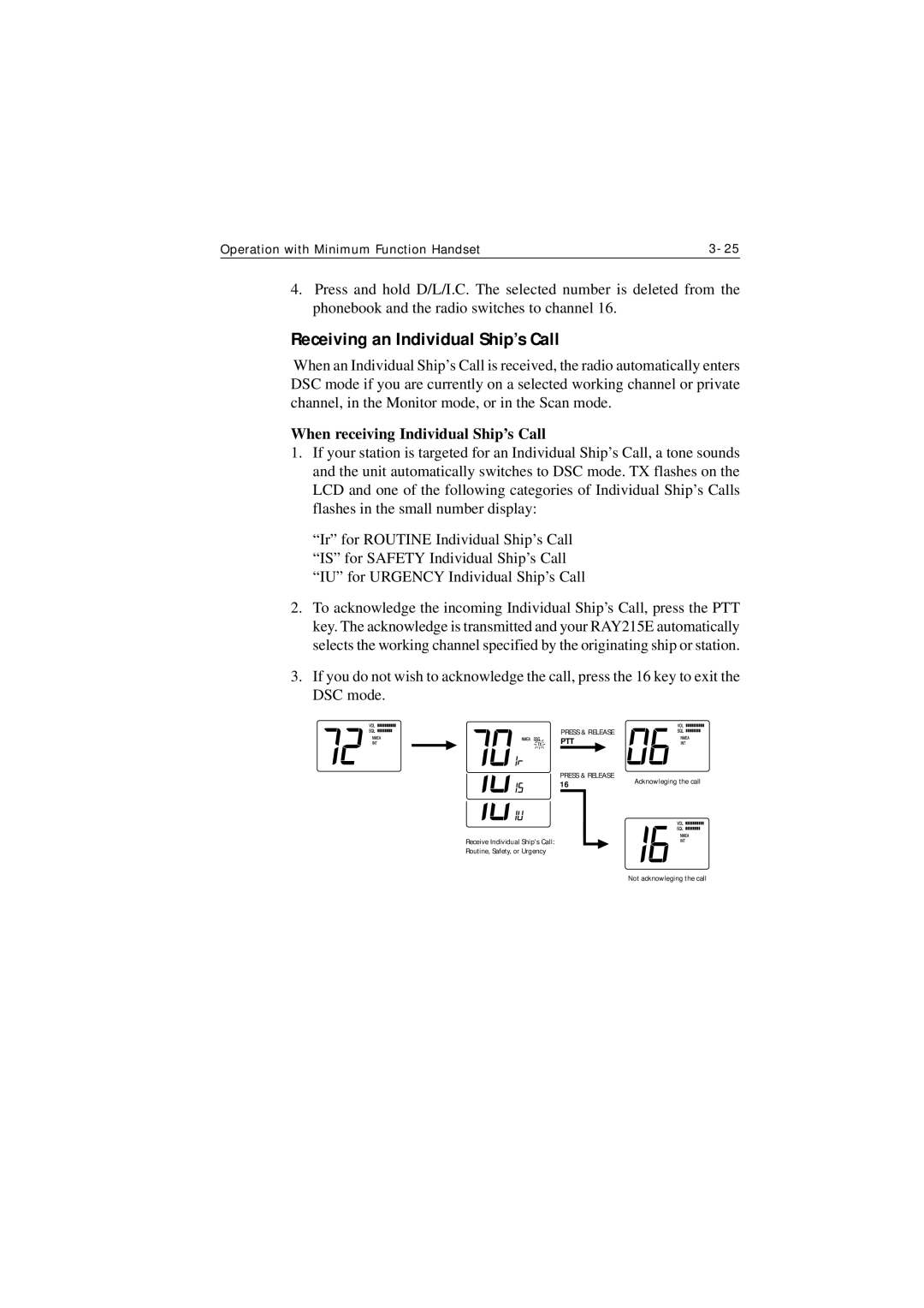 Raymarine Ray215e manual Receiving an Individual Ship’s Call, When receiving Individual Ship’s Call 