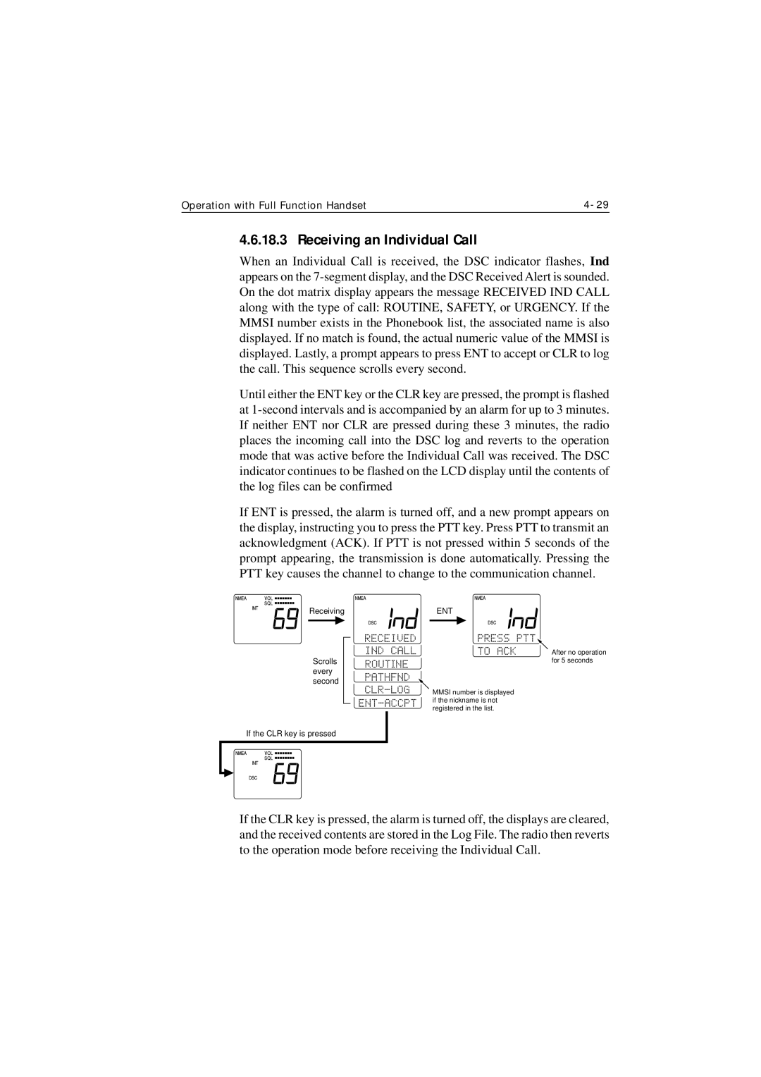 Raymarine Ray215e manual Receiving an Individual Call, Ent 