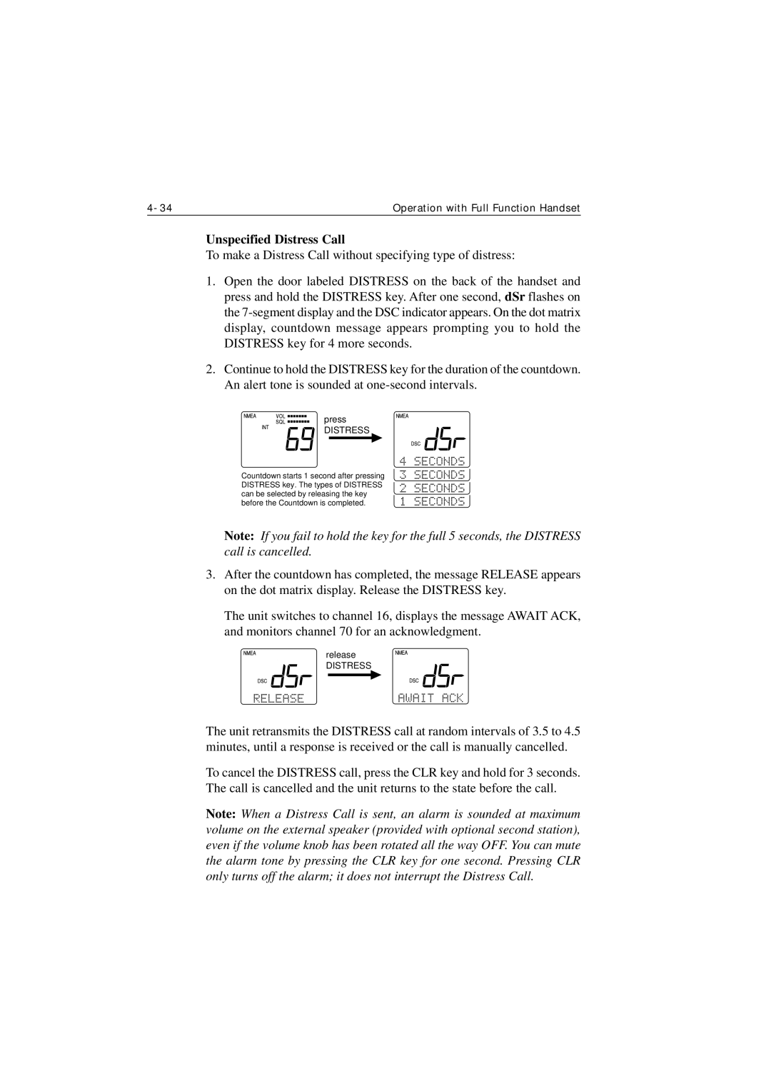 Raymarine Ray215e manual Unspecified Distress Call 