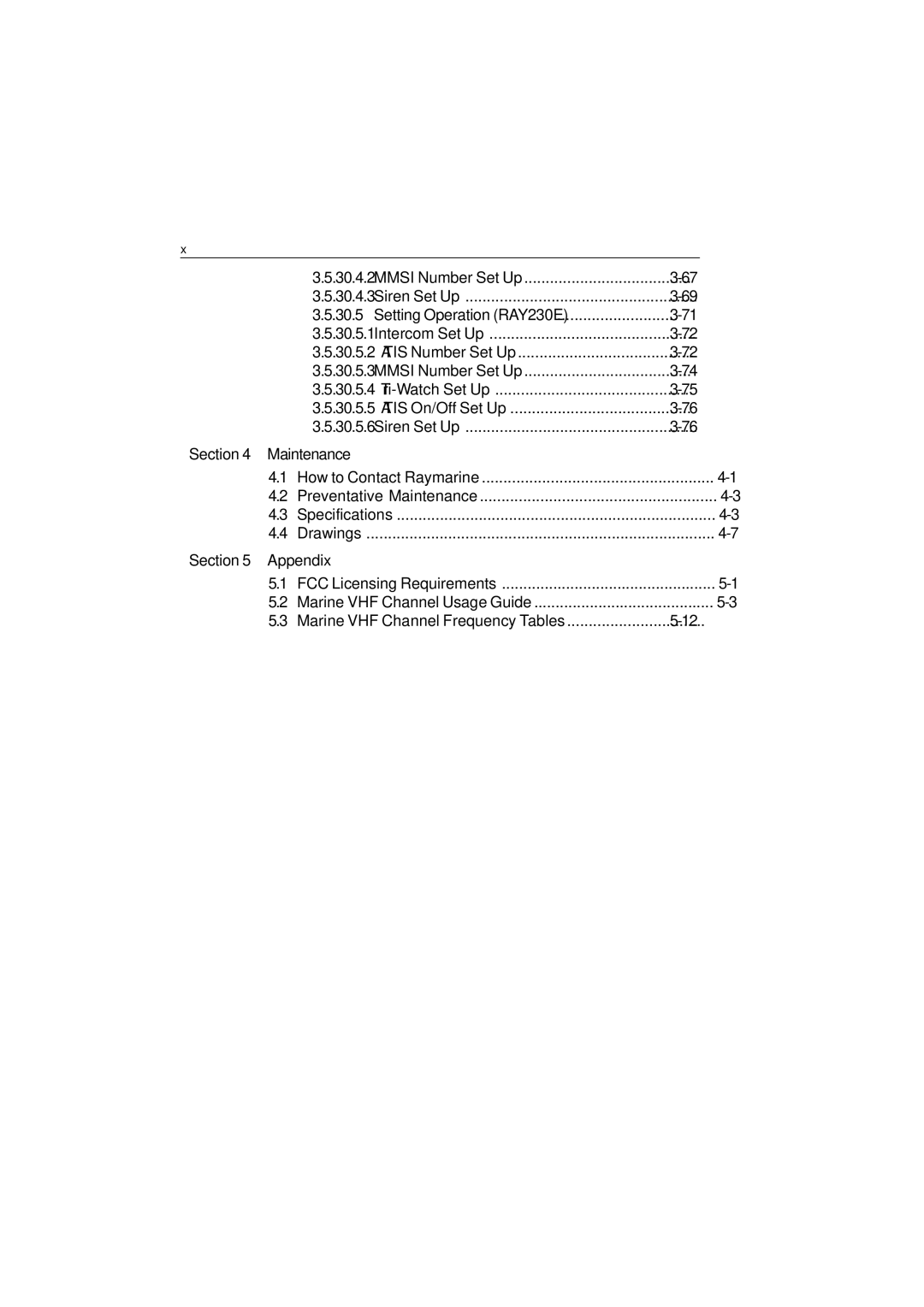 Raymarine Ray230 manual Section Maintenance, Section Appendix 