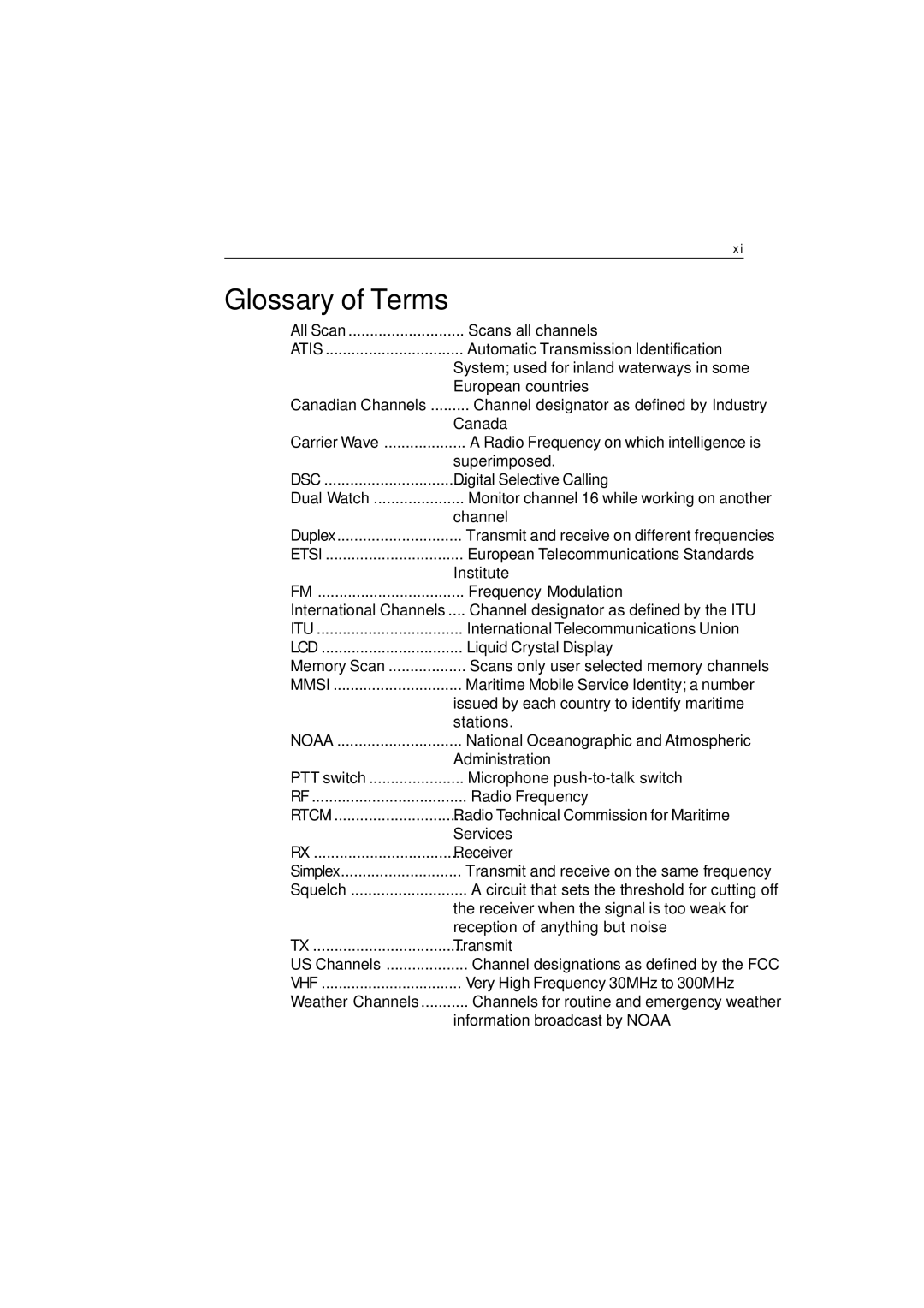 Raymarine Ray230 manual Glossary of Terms 