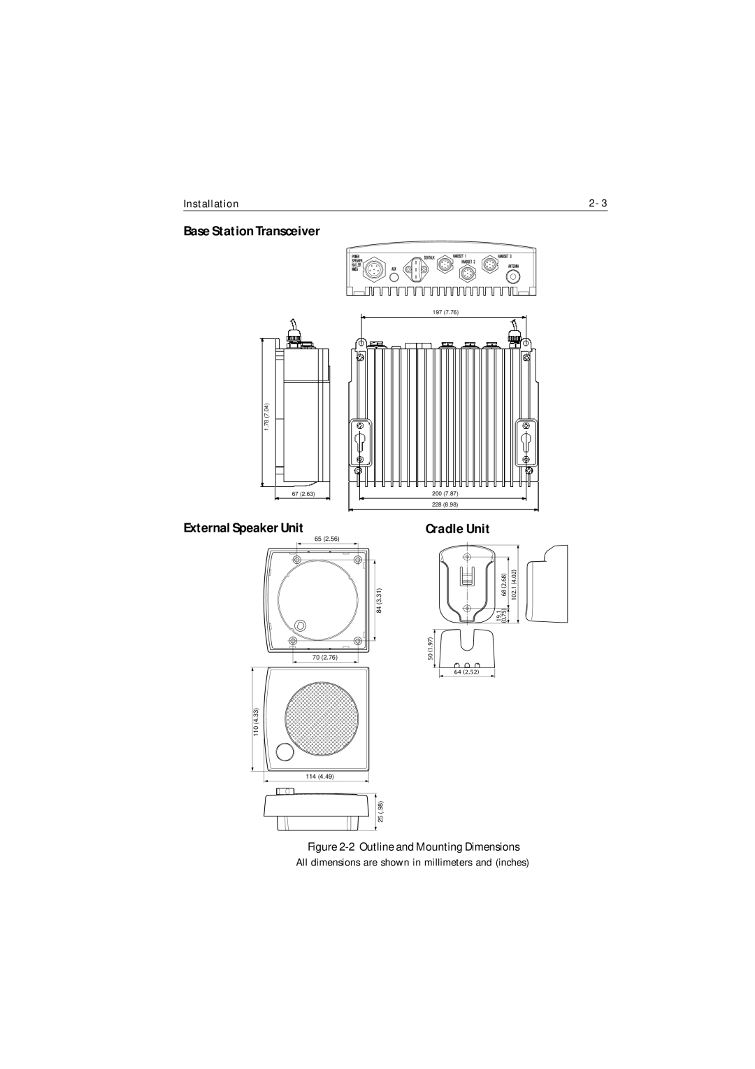 Raymarine Ray230 manual Base Station Transceiver, Cradle Unit 