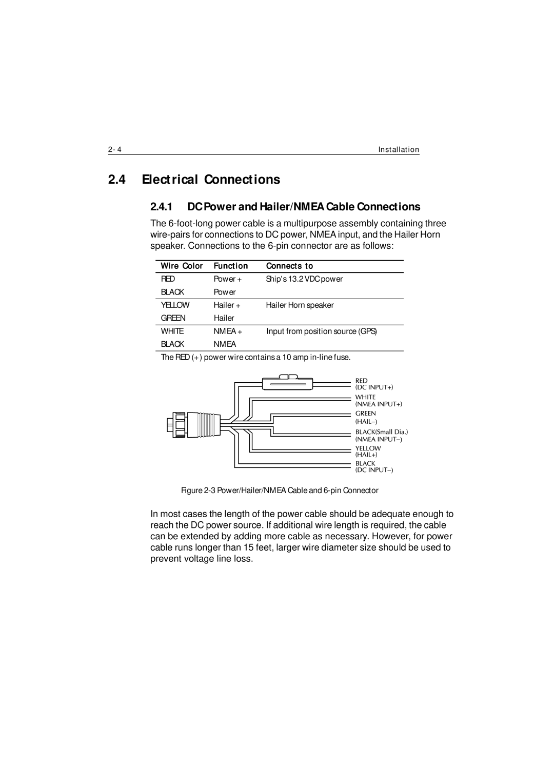 Raymarine Ray230 manual Electrical Connections, Wire Color Function Connects to 