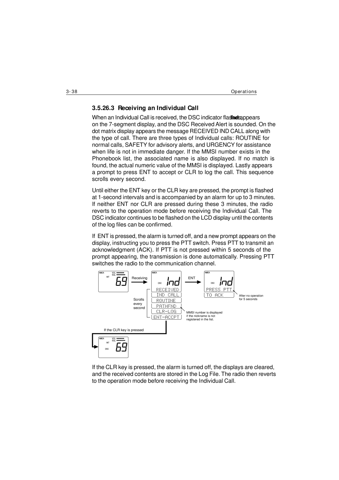 Raymarine Ray230 manual Receiving an Individual Call, Ent 