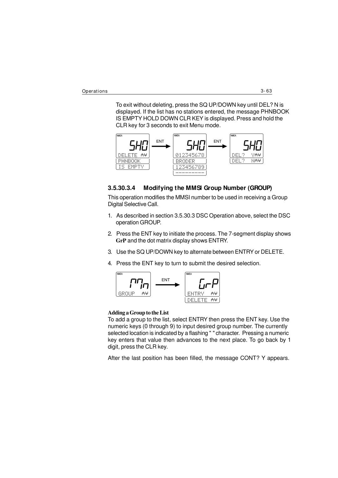 Raymarine Ray230 manual Modifying the Mmsi Group Number Group, Adding a Group to the List 