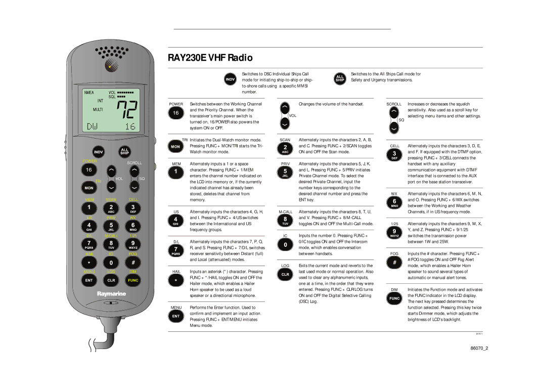 Raymarine RAY230E manual Switches to DSC Individual Ships Call, Mode for initiating ship-to-ship or ship 