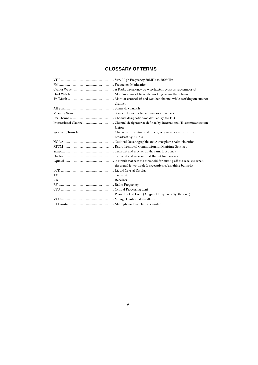 Raymarine Ray48 manual Glossary of Terms 