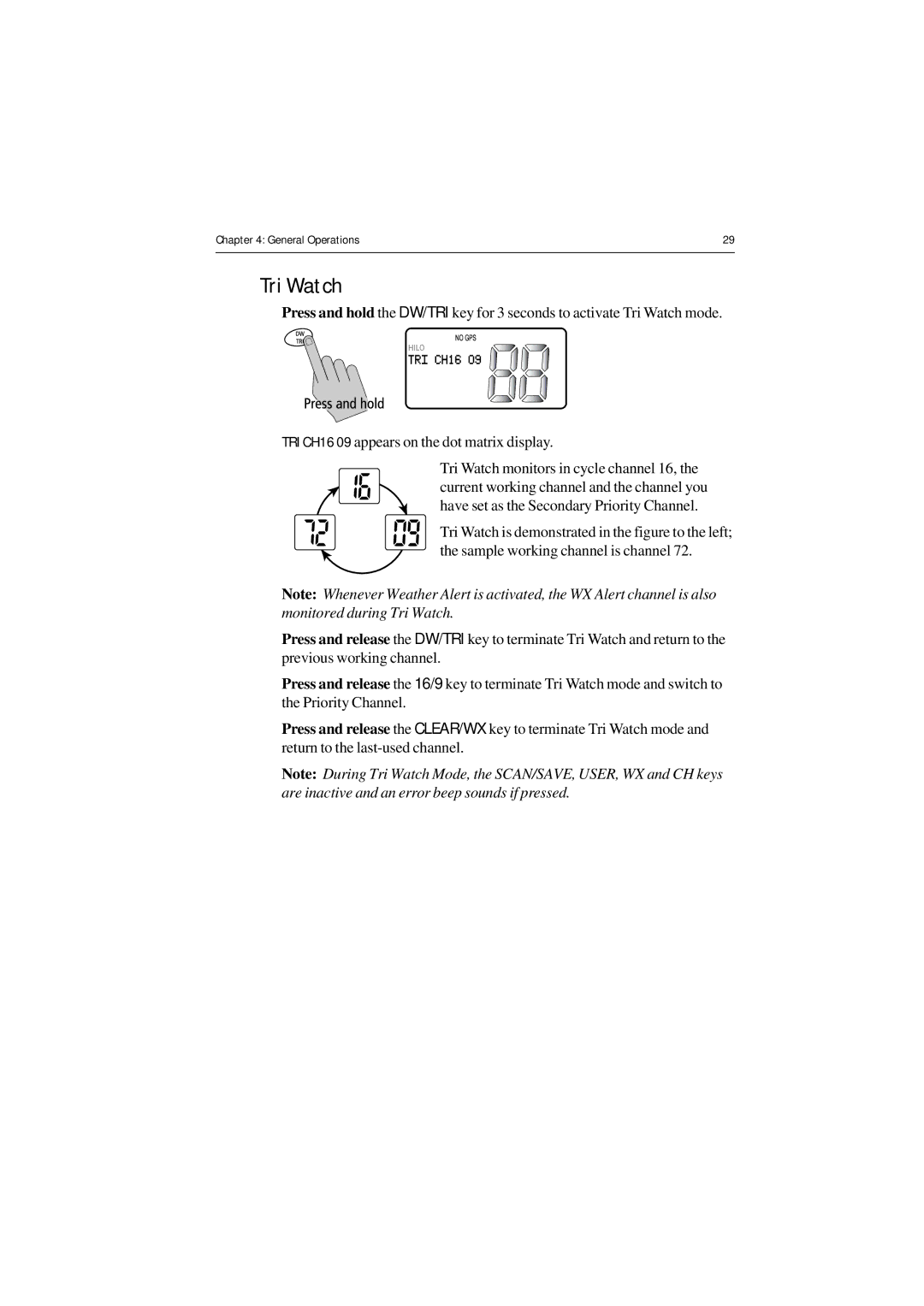 Raymarine Ray54 manual Tri Watch 