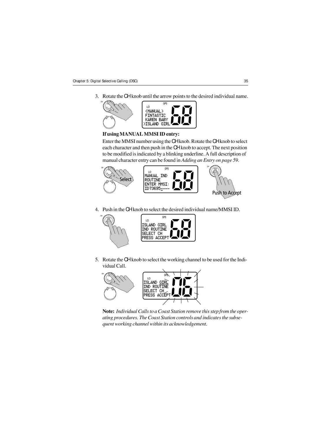 Raymarine Ray54 manual If using Manual Mmsi ID entry 