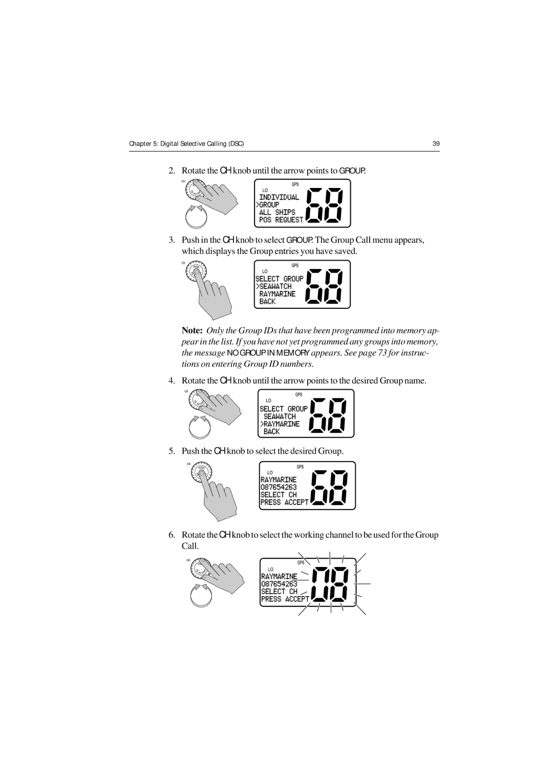 Raymarine Ray54 manual Digital Selective Calling DSC 