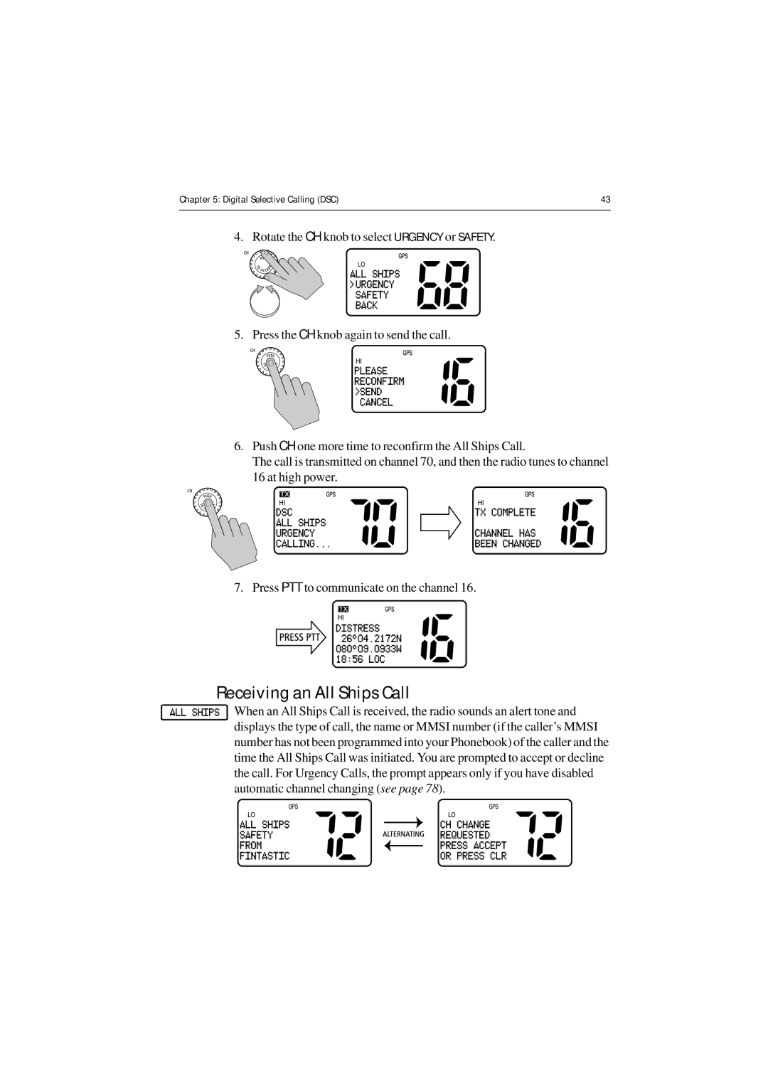 Raymarine Ray54 manual Receiving an All Ships Call 