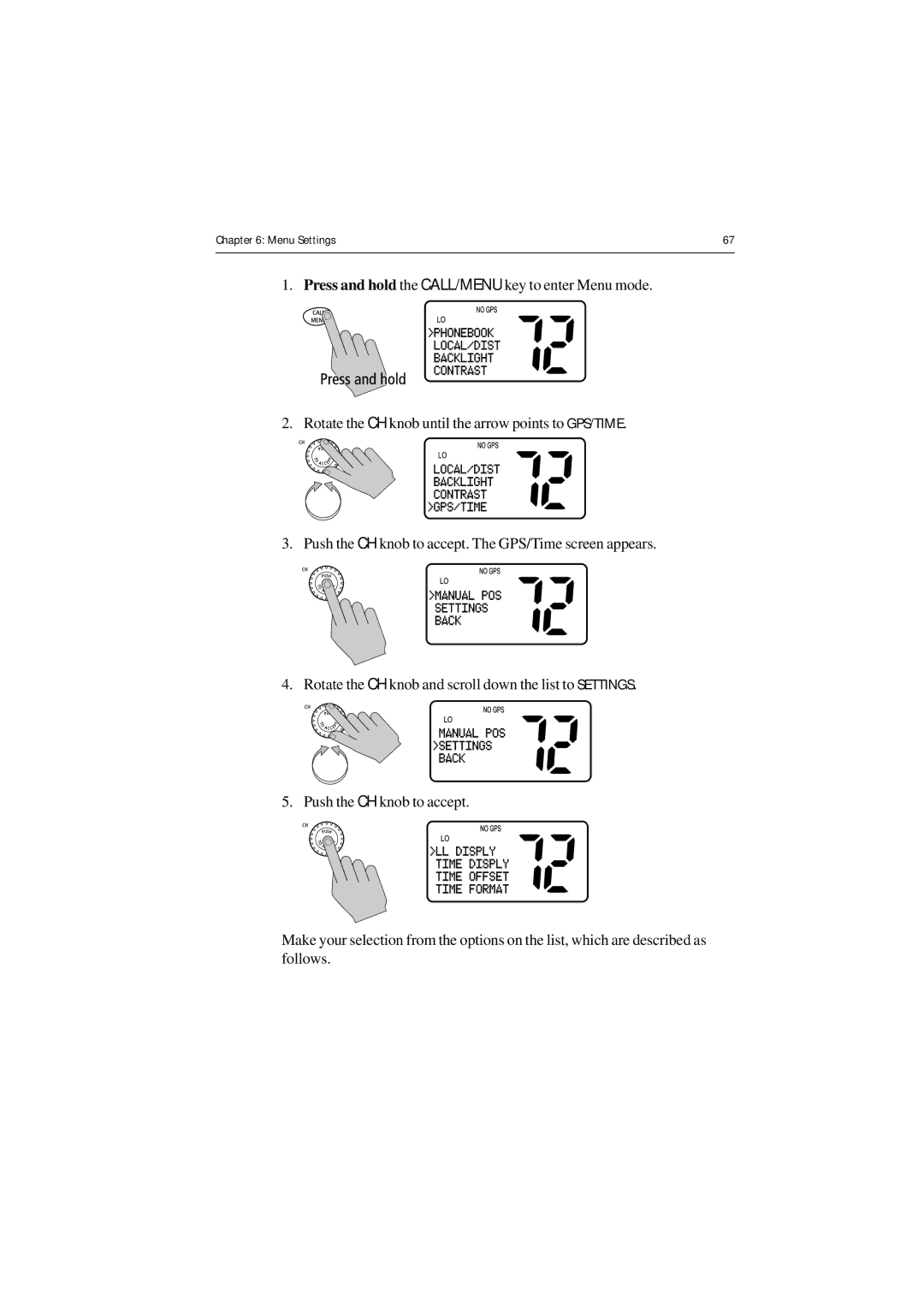 Raymarine Ray54 manual Menu Settings 