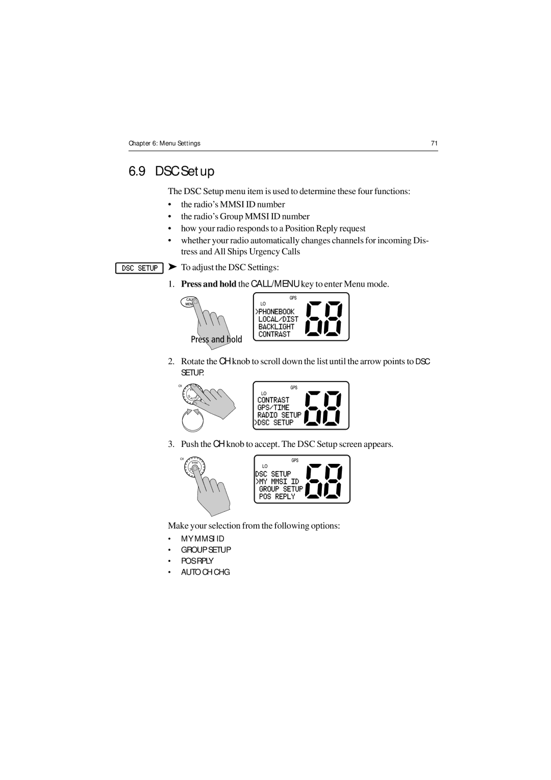 Raymarine Ray54 manual DSC Setup 