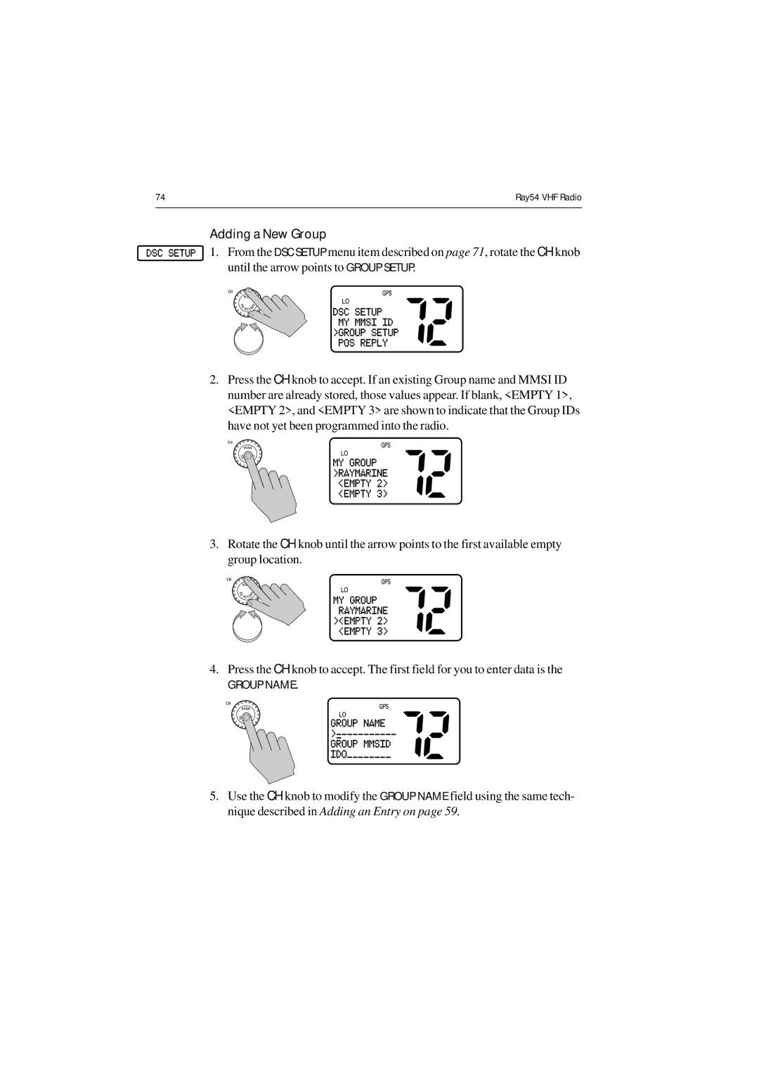 Raymarine Ray54 manual Group Name 