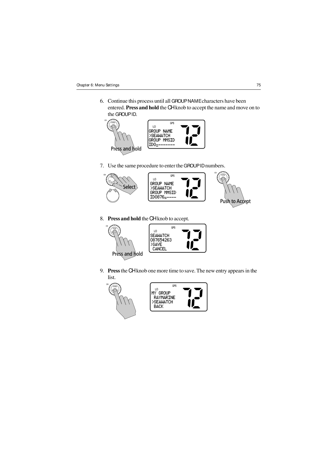 Raymarine Ray54 manual Menu Settings 