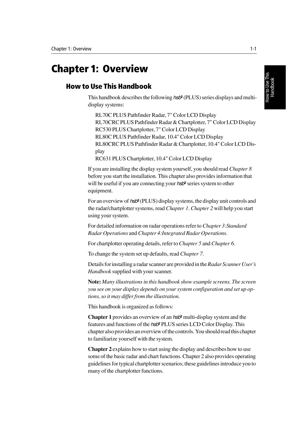 Raymarine Raychart Chartplotter RC530 PLUS, RL80CRC PLUS, Chartplotter RL70CRC PLUS manual Overview, How to Use This Handbook 