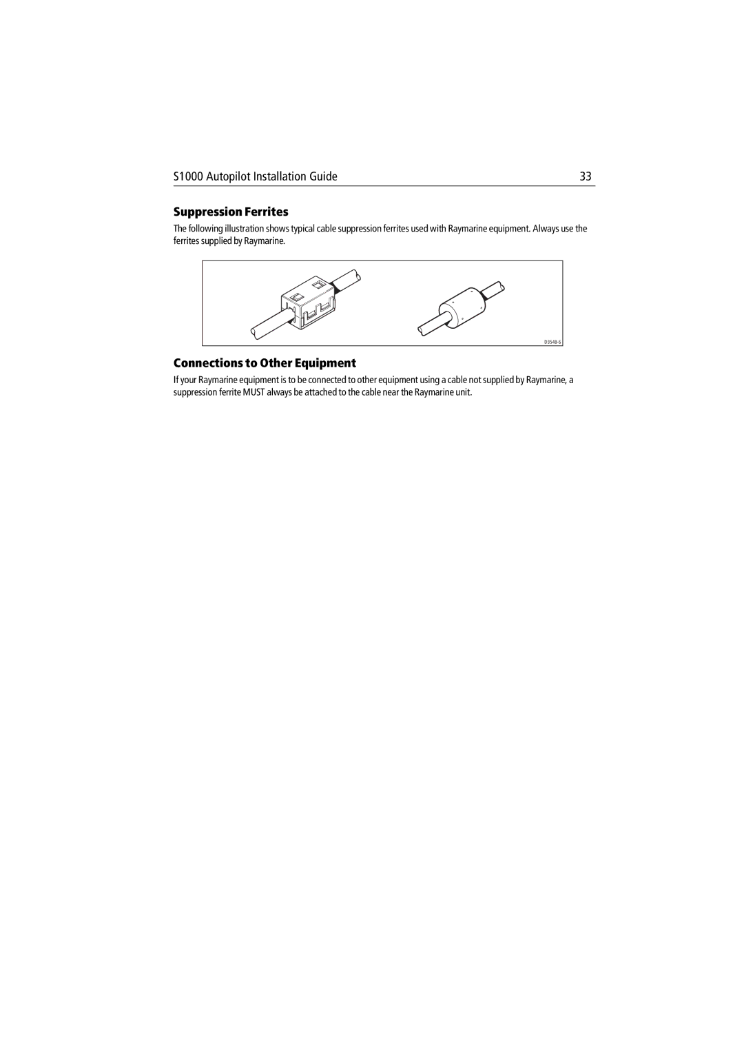 Raymarine S1000 manual Suppression Ferrites 