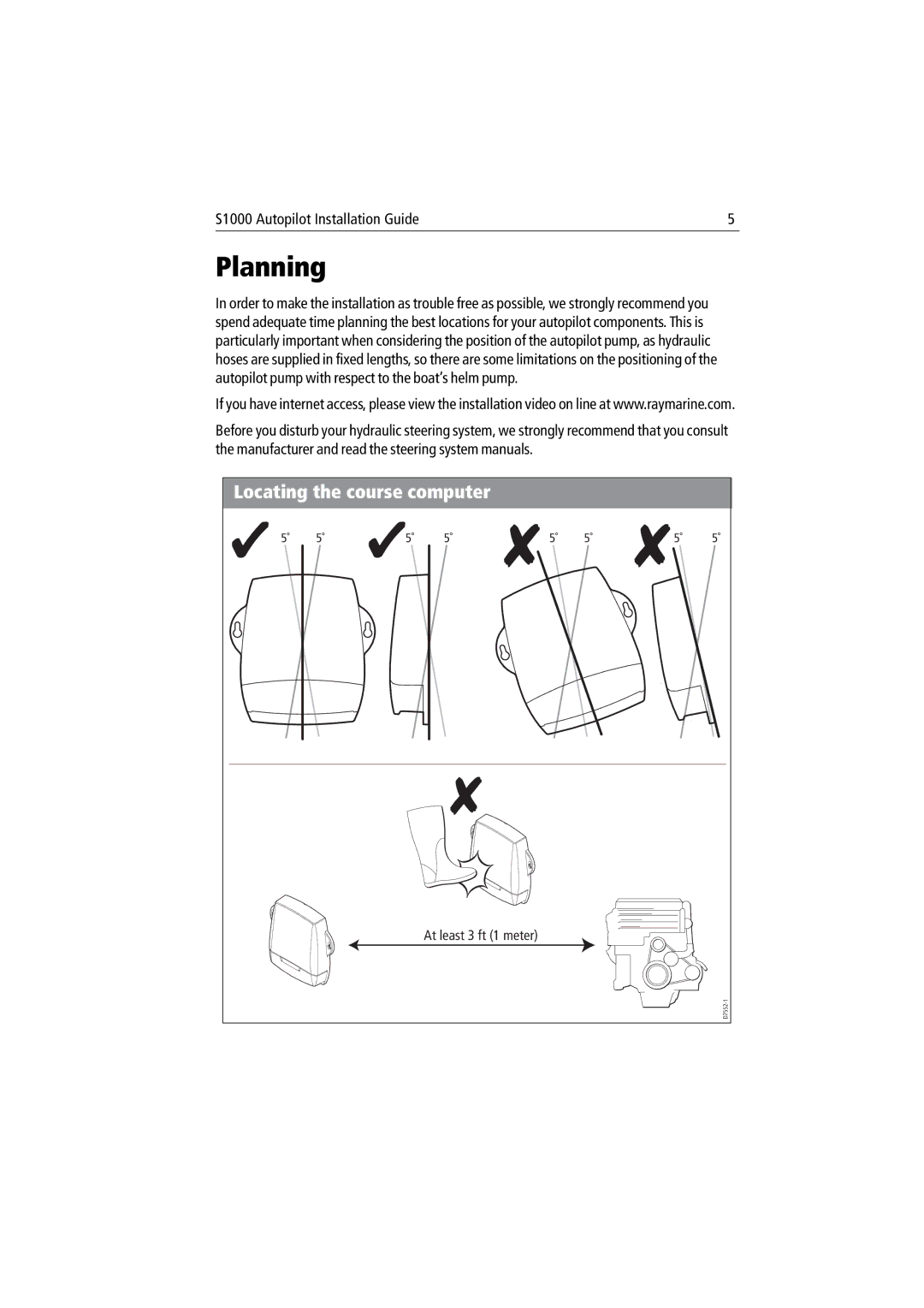 Raymarine S1000 manual Planning, Locating the course computer 