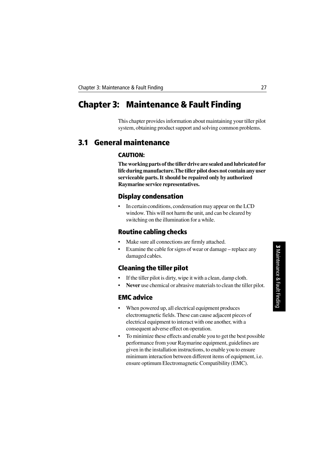Raymarine ST1000 Plus & ST2000 Plus manual Maintenance & Fault Finding, General maintenance 