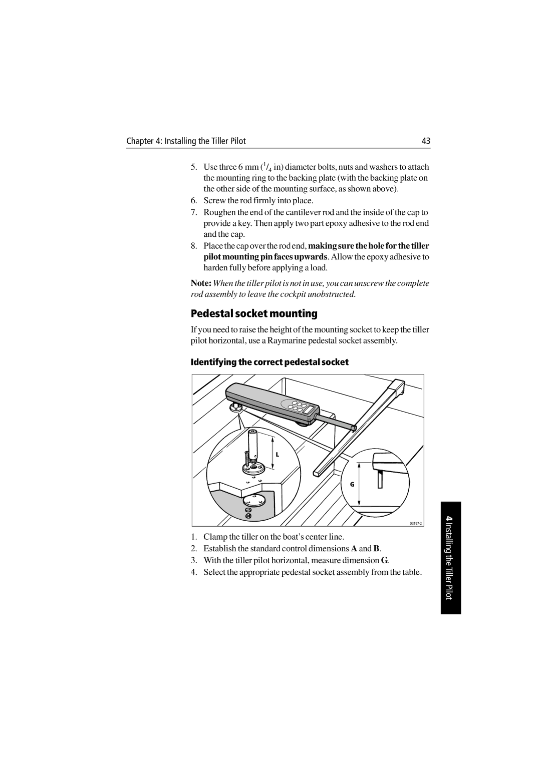 Raymarine ST1000 Plus & ST2000 Plus manual Pedestal socket mounting, Identifying the correct pedestal socket 