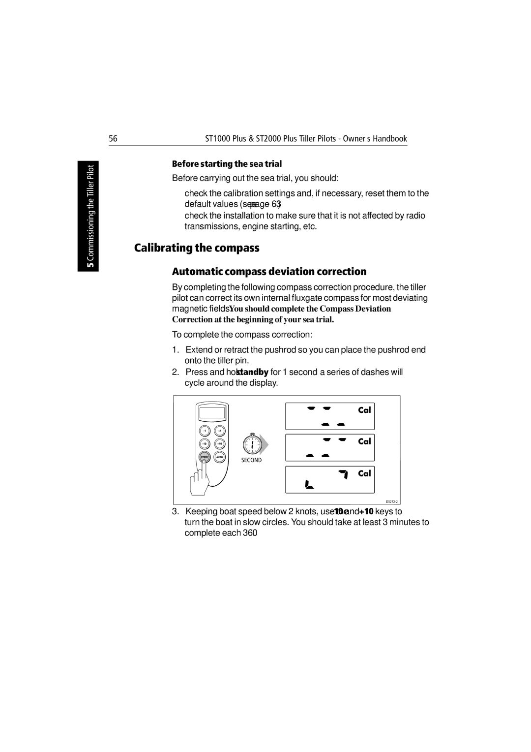 Raymarine ST1000 Plus & ST2000 Plus manual Calibrating the compass, Automatic compass deviation correction 