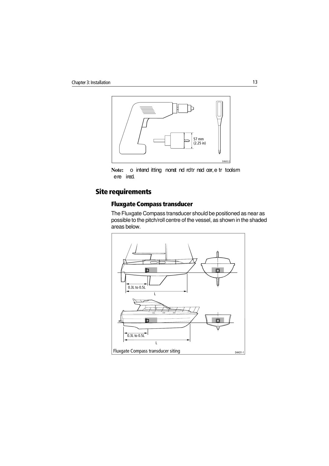 Raymarine ST40 manual Site requirements, Fluxgate Compass transducer 